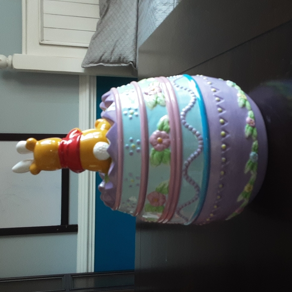 Disney Winnie the Pooh Floral Spring Easter Egg Bunny Cookie Treat Jar - Picture 3 of 7